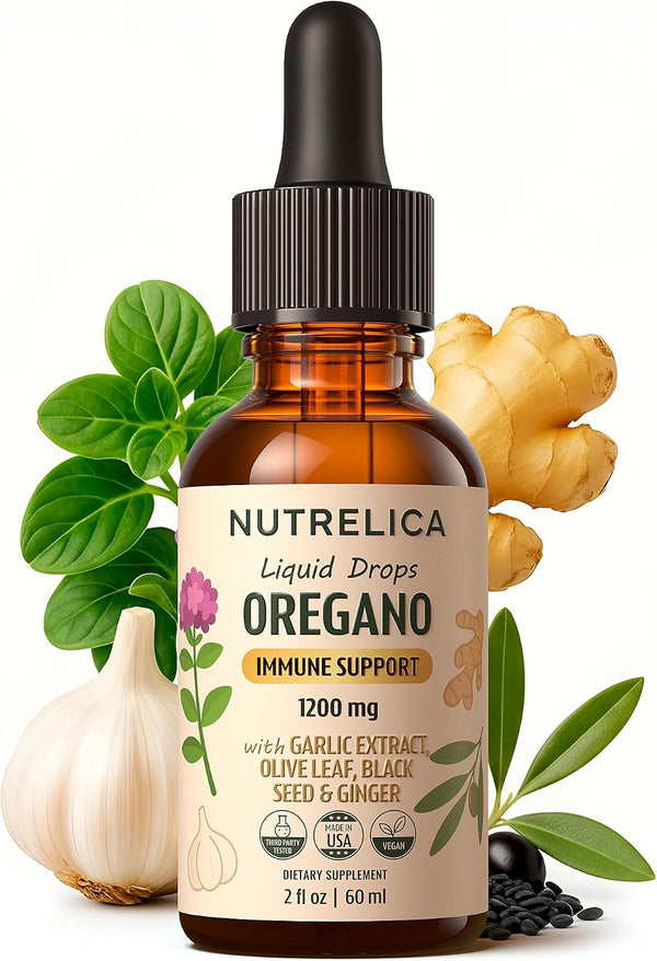 Oregano Oil with Garlic Extract, Olive Leaf, Black Seed Oil & Ginger