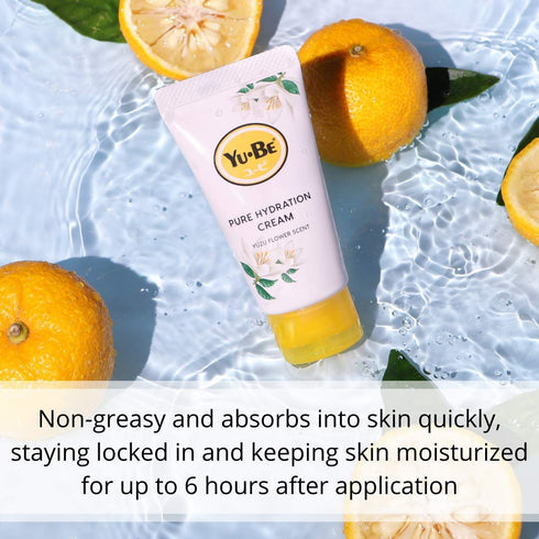 Yu-Be Yuzu Pure Hydration Cream - Vegan Body & Hand Lotion for Sensitive Skin, 1.35 Fl Oz