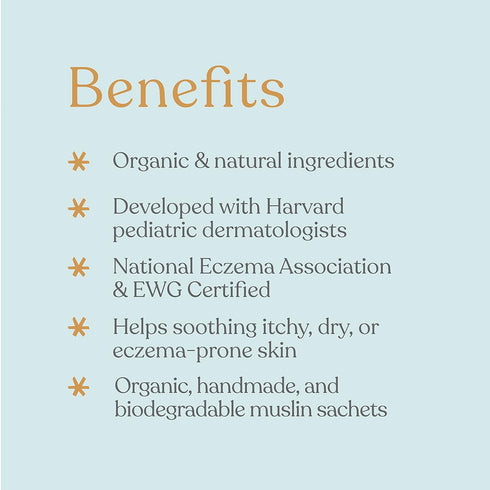 Organic Bath Soak for Babies & Kids - Baby Bath Tea Soaks Made with Oatmeal, Prebiotics to Relieve Dry, Itchy, Eczema Prone Skin While Gently Cleansing, Fragrance Free I 1 Bath Tea Soak