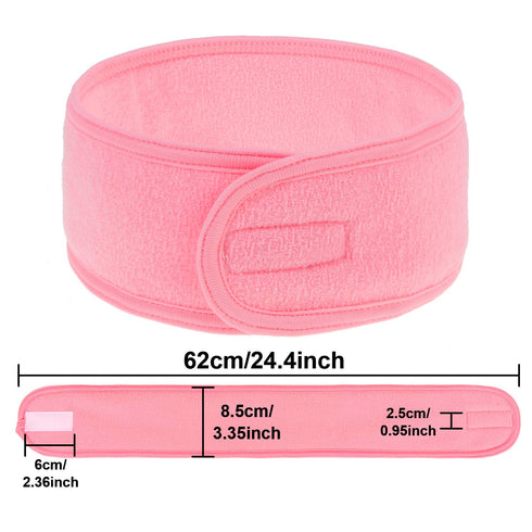 Whaline 4 PCS Spa Headband, Makeup Hair Band, Stretch Terry Cloth for Sport Yoga Shower (Pink)