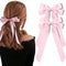 Silky Satin Hair Bows and Ribbons, 2PCS Pink Alligator Clips for Ponytail Holders, Hair Accessories for Women