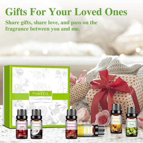 10Pcs Fruity Fragrance Oil Set for Candle Making, Freshie Scents, Coconut, Cherry, Apple, Strawberry, Mango