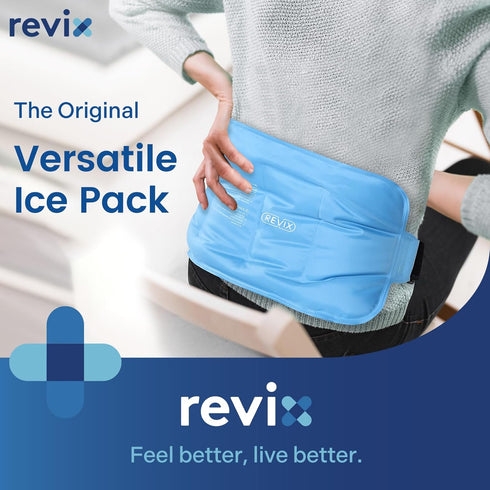 REVIX Gel Ice Pack for Back Injuries and Pain Relief - Soft Plush Lining Ice Wrap (16 × 9 ")