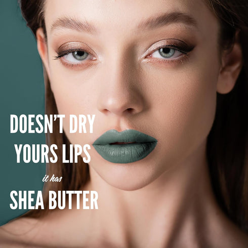 Mynena Army Green Liquid Matte Lipstick, Long-Lasting Waterproof, High Pigment Color Stain