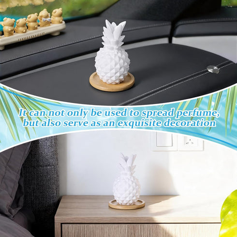 Summer Honeydak Pineapple Passive Essential Oil Diffuser Gifts, Beach Ceramic Diffuser with Wooden Tray for Home