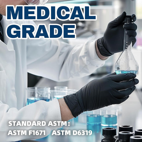 Black Nitrile Exam Gloves 4 mil Powder-Free Latex-Free Non-Sterile Food Safe Disposable Medical Gloves (100 Pcs)