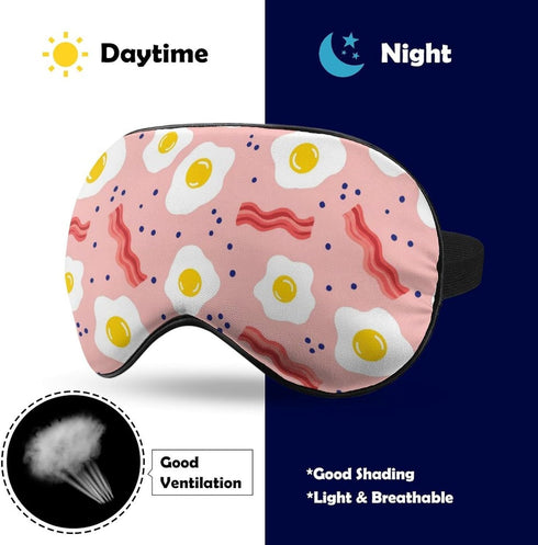 Sleep Mask,Eggs Bacon Dots Pink Eye Masks with Adjustable Strap for Sleeping,Block Light Eye Sleep Shade Cover