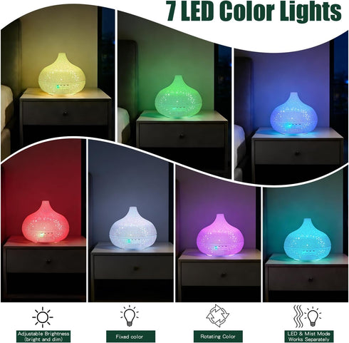 Mulixis 500ml 7-Color Bling Rhinestone Onion Aromatherapy Diffuser for Home Bedroom Large Oil Diffuser Artistic Charm