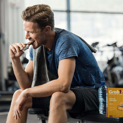 Grab1 High Fiber Protein Bars, 9 Grams Fiber, 10 Grams Protein, Peanut Caramel Flavor (2 Pack - 10 Bars)