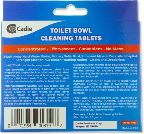 Toilet Bowl Cleaning Tablets - Automatic Drop-in Bleach, 24 Blocks for Stubborn Stains, Rust, Lime, 4 Pack