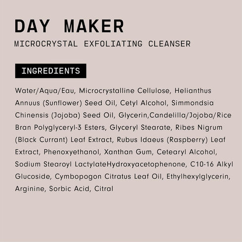 Versed Day Maker Microcrystal Exfoliating Cleanser - Creamy Facial Wash, Vegan Biodegradable Alternative to Microbeads