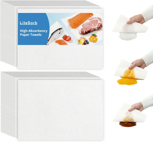 Ultra Absorbent Kitchen Paper Towels,Natural Wood Pulp Strong Absorbent Sheets for Fruits,Vegetables,Seafood,Raw