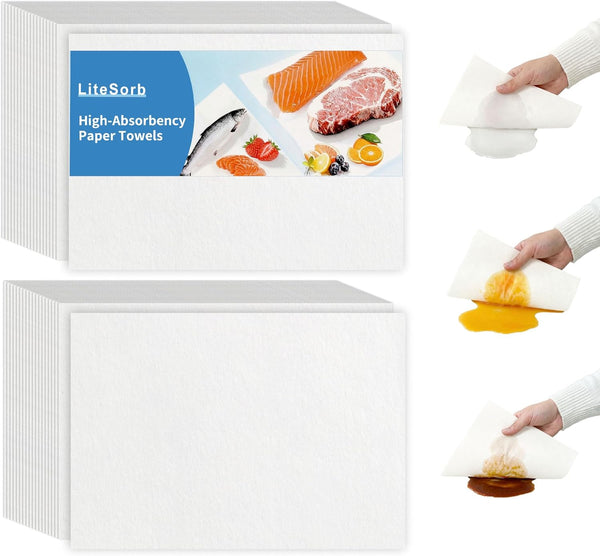 Ultra Absorbent Kitchen Paper Towels,Natural Wood Pulp Strong Absorbent Sheets for Fruits,Vegetables,Seafood,Raw