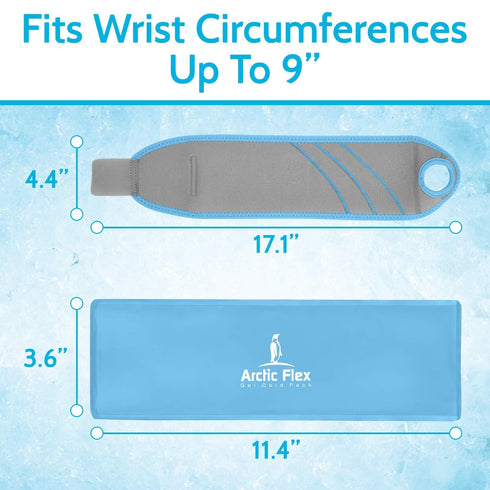 Arctic Flex Wrist Ice Pack Wrap, Refreezable Gel Compression Support for Injuries, Reusable for Pain Therapy