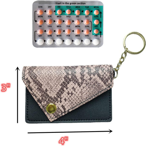 Stylish Black and White Envelope-Shaped Keychain for Birth Control Pills