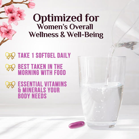 Immune 120 Multivitamin for Women - Essential Daily Womens Multivitamins with Calcium, Folic Acid, Vitamin A, C, D, E