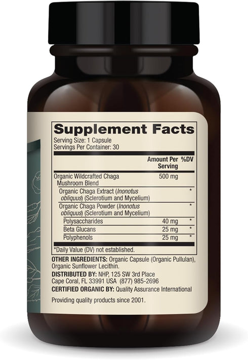 Immune 30 (30 Dr. Mercola Organic Chaga Mushroom - Support - Adaptogenic Blend with Chaga Extract & Chaga Powder - USDA