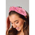 Pink Headband Pearl Crystal Hope Ribbon Knotted Headband Hair Accessories for Women (Beaded Hope)