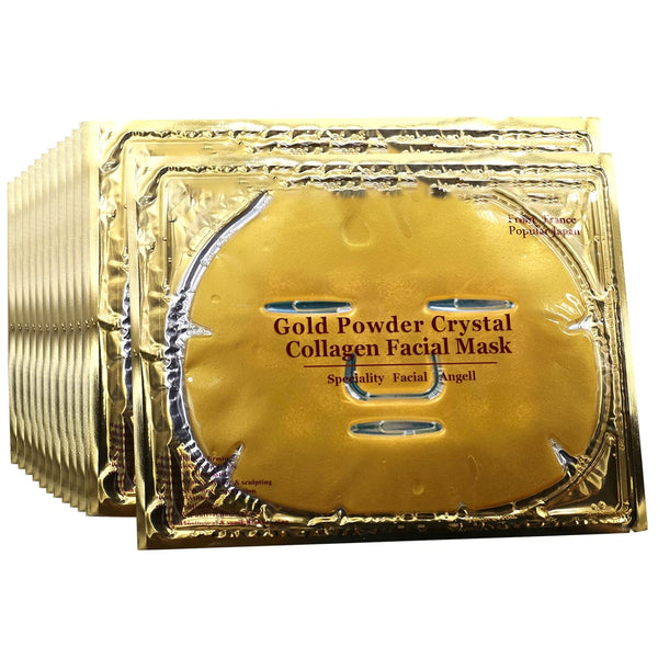 Permotary 12 PCS 24k Gold Crystal Gel Collagen Facial Masks - Deep Moisturizing Treatment for Anti Aging & Revitalizing