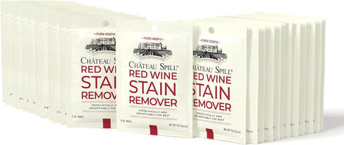 Chateau Spill Red Wine Stain Remover for Clothes, 25 Wipes for Stubborn Stains on Tablecloth, Carpet, Upholstery
