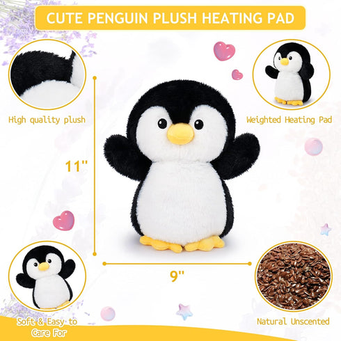 Pad-1.2lb Penguin Microwavable Heating Heating Pads for Cramps &Period Pain Relief for Women & Kids,Soft Pillow Plush