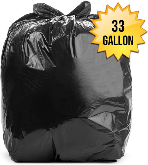 Aluf Plastics 33 Gallon 1.7 MIL Black Heavy Duty Trash Can Liners, Pack of 100