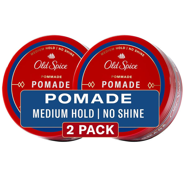 Old Spice Hair Styling Pomade for Men, Medium Hold No Shine, 2.22 Fl Oz Each, Twin Pack