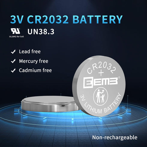 EEMB CR2032 Batteries 20-Pack - High Performance 3V Lithium Coin Cell Battery for Watches, Calculators, Key Fobs