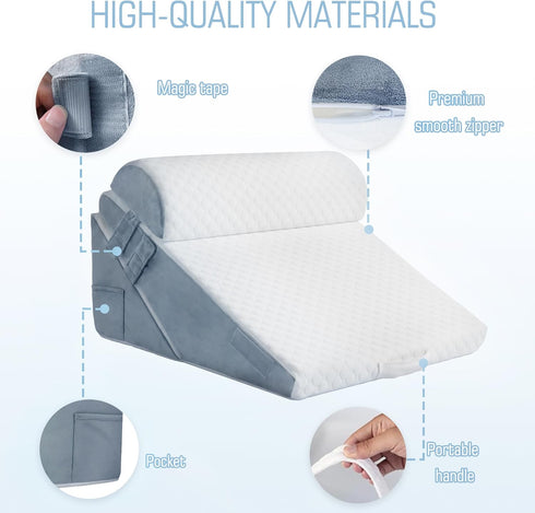 Ziiyllean 3Pcs 9&12 Inch Orthopedic Bed Wedge Pillow for Sleeping, Adjustable Memory Foam Wedge Pillow Post Surgery