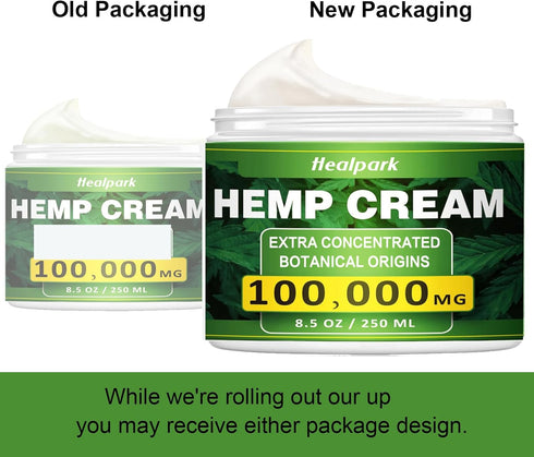 Healpark 8.5 oz hemp Cream - fl -with Arnica,MSM, Turmeric, Menthol, Aloe