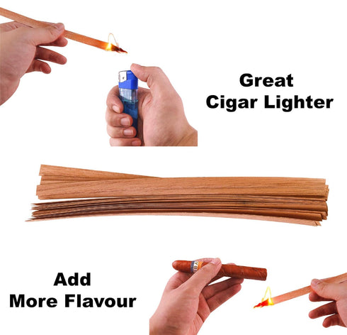 ROJOSER 100PACK Cedar Lighter for Cigars, Spanish Cedar Wood Veneer Lumber Strip Chip for Cigar Lighting & Smoking