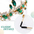 JEAIRTS Green Rhinestone Headband, Gold Leaf Wedding Headpiece, Bridal Crystal Hair Accessories for Women