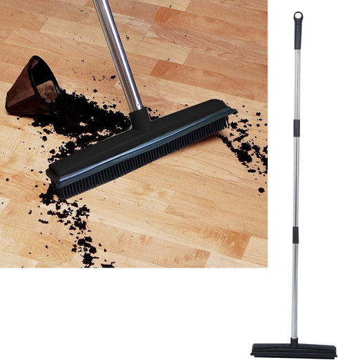 Multifunction Telescopic Floor Carpet Broom - Carpet Hair Removal Tool for Pet Hair Dust Removal (Black)