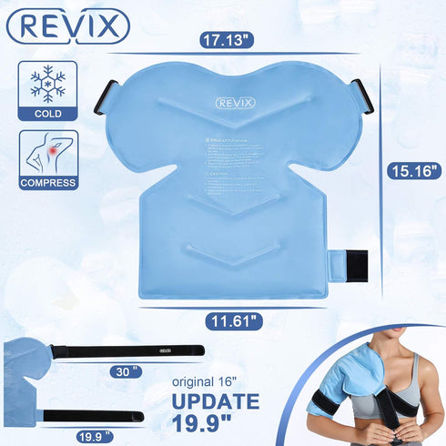 REVIX Shoulder Ice Pack Rotator Cuff Cold Therapy Wraps for Pain Relief, Reusable Compression Brace for Injuries