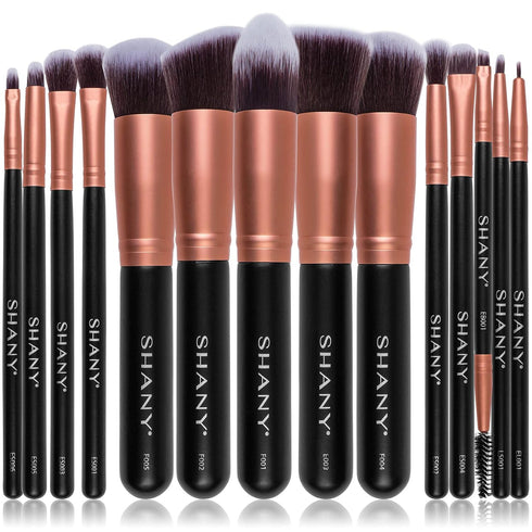 SHANY Makeup Brushes - Rose All Day 14-Piece Brush Set for Foundation, Powder, Concealers, Eye Shadows