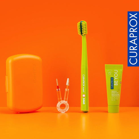 Set Set Curaprox Ortho Travel Braces & On-the-Go Oral Care | Ultra Soft Brush + Whitening Toothpaste | Compact