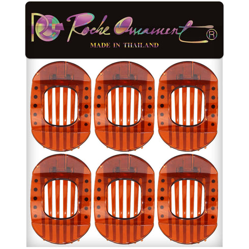 RC ROCHE ORNAMENT 6 Pcs Flat Hair Clips, Strong Hold Grip Barrettes for Thick Hair, Medium Brown