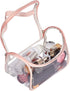 HAOGUAGUA Heavy Duty Clear Waterproof Cosmetic Bag, Transparent Travel Makeup Organizer, Pink