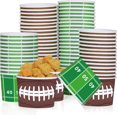 gisgfim 50Pcs Disposable Football Party Paper Bowls, Durable Snack Cups for Game Day, Birthday Party Decorations