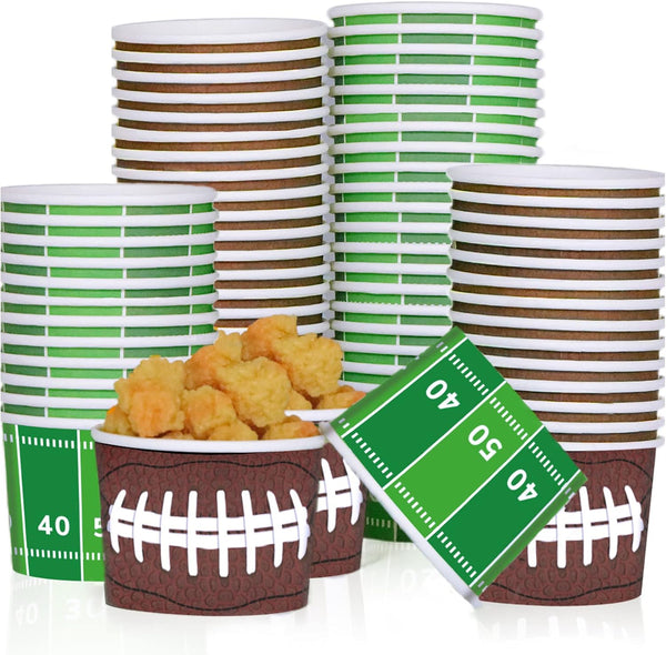 gisgfim 50Pcs Disposable Football Party Paper Bowls, Durable Snack Cups for Game Day, Birthday Party Decorations