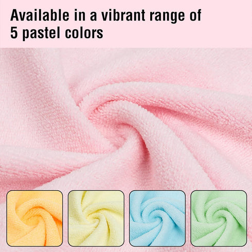 Microfiber Cleaning Cloths Roll 11.8" x 11.8" - Lint Free, Quick Dry, Ultra Absorbent Reusable Rags (Pink)