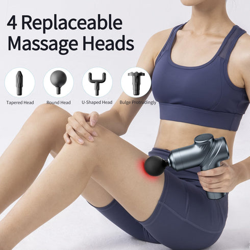 Massage Gun Deep Tissue, Portable with Silent Brushless Motor and 4 Interchangeable Heads for Muscle Relief and