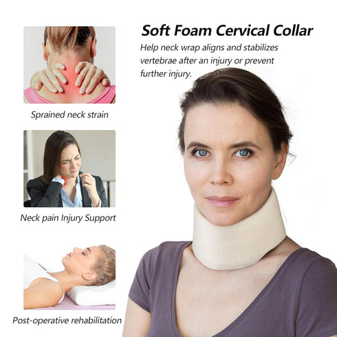 Soft Foam Universal Cervical Collar Neck Brace, Adjustable Neck Support for Sleeping - Relieves Neck Pain, 2.5" Depth