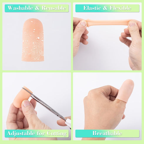 PAGOW Gel Finger Cots, 10pcs Silicone Finger Protector Support, Thumb Protector for Finger Cracking, Arthritis Pain