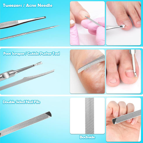Modacraft 11PCS Ingrown Toenail Removal Kit, Effective Treatment with Toenail Clippers for Thick Toenails