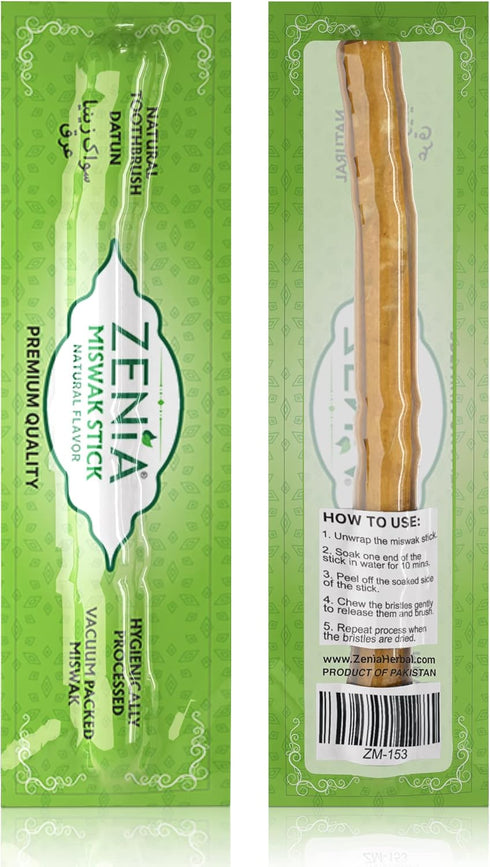 Zenia Sewak Natural Miswak Toothbrush, Vacuum Sealed Traditional Peelu Toothbrush Stick for Healthy Gums and Teeth