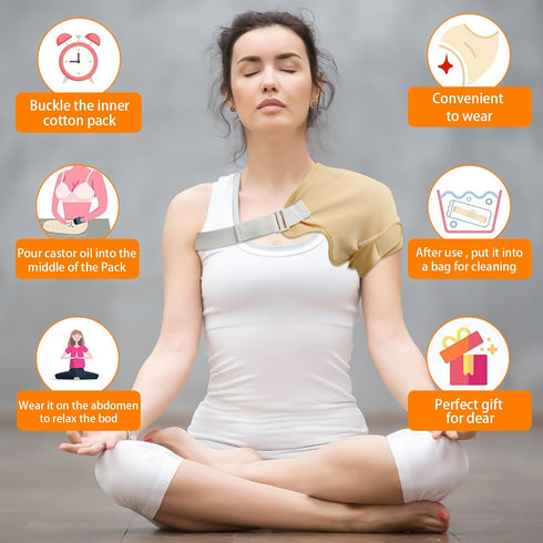 YLMFTNU 2Pcs Pack Pack Pack Oil Wrap for Shoulder, Oil Wrap Organic Cotton, Reusable Shoulder Essential Oil Wrap, Leak
