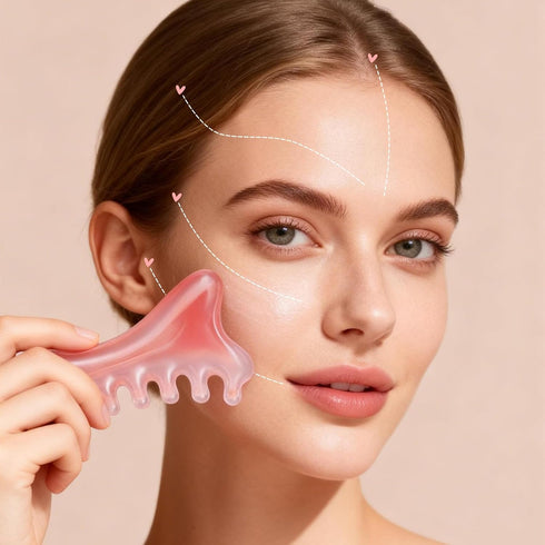 HJZHII 2 4-in-1 Pcs Face Gua Sha Tool, Multi-Functional Manual Massage Tool Head Massage Combs for Neck Body Face Eye