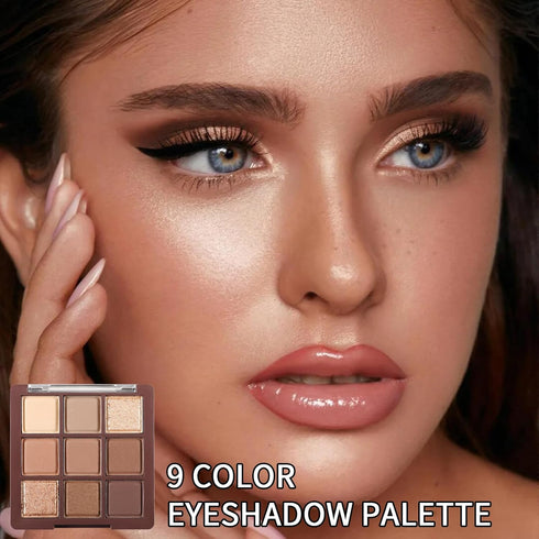 Erinde 9 Colors Eyeshadow Palette, Highly Pigmented Matte Shimmer Glitter Eye Shadow Makeup, Waterproof