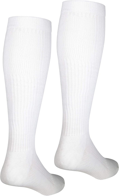 NuVein Compression Socks for Men, 15-20 mmHg Support, Knee High, Closed Toe, Padded Cushion Foot, White, Medium